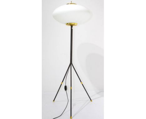 Stilnovo. Floor Lamp's, 1950s. lacquered brass floor lamp with triplex opal technique glass. H cm 110x35  