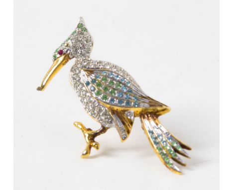 Bird shaped silver brooch  