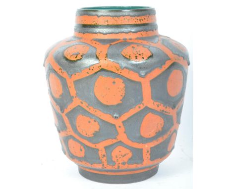 A vintage retro mid 20th century Carstens &amp; Keramik Austria&nbsp; 1236-23 fat lava drip glaze ceramic pottery vase. The a