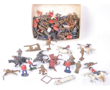 A collection of vintage 20th century Britain's lead toy soldiers. The lot to include horse mounted cavalry soldiers, WWII sol