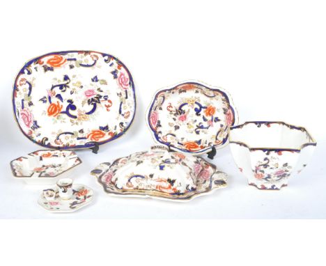 An assortment of 19th century Victorian Masons Ironstone dinner pieces&nbsp; in the Mandalay pattern. comprising of serving d