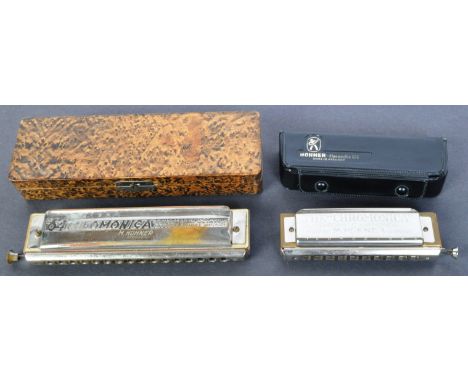 M. Hohner - 64 Chromonica &amp; 260 .A pair of retro vintage German chromonica / harmonica instruments. Both in original box 