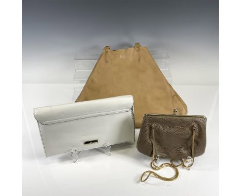 Lot includes Fiore Italian genuine leather hobo bag with top snap closure 26"H, embossed twist clasp closure with serpentine 