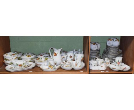 An extensive collection of Royal Worcester 'Eavesham' wares to include plates, tureens, teapots, jugs, entree dishes etc (two
