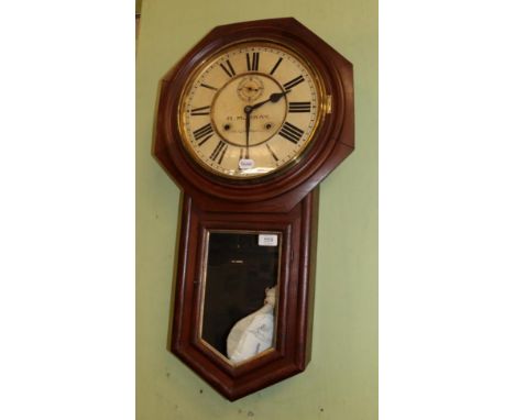 R Murray, mahogany drop pendulum clock, with weights, keys and pendulum; together with a Mackenzie Thorpe unsigned print 