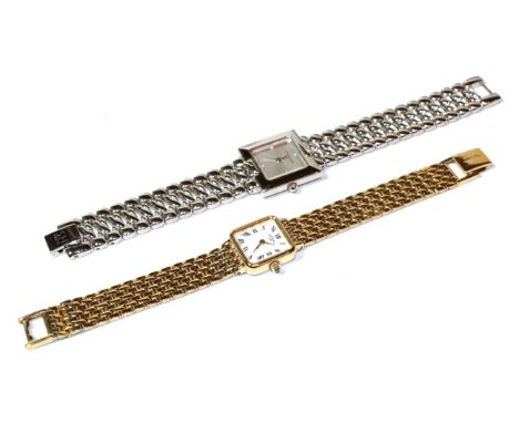 A ladies' gold plated Rotary wristwatch; together with a Saint Honore wristwatch (2)