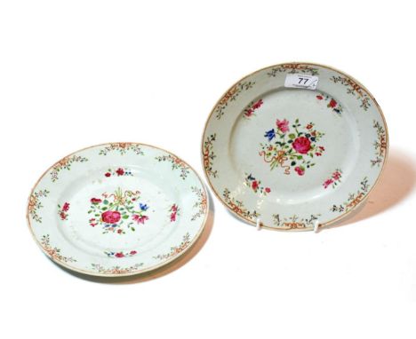 A pair of 18th century Chinese porcelain plates