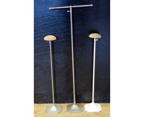 Two vintage adjustable hat stands, together with an adjustable scarf stand. (3) 