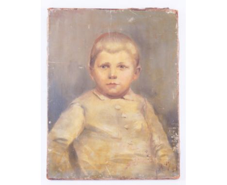 Victorian school. portrait of a young boy, half length, oil on canvas, indistinctly initialled and dated, 35 x 27cm. 