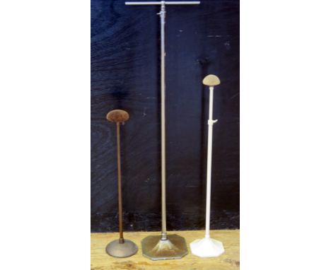 Two vintage adjustable hat stands, together with an adjustable scarf stand. (3) 