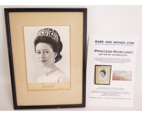 A Princess Margaret Signed Royal Portrait Photograph dated 1965 with COA 