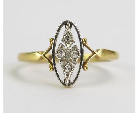 An 18ct Gold and Diamond Panel Ring, stamped 18CT, size P.5, 3.0g gross 