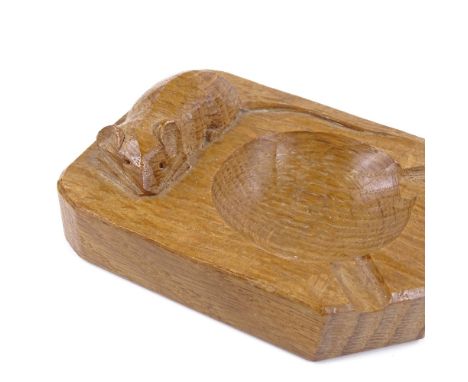 Robert Mouseman Thompson, oak ashtray, length 10cm 