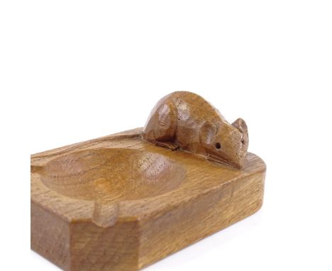 Robert Mouseman Thompson, oak ashtray, length 10cm 