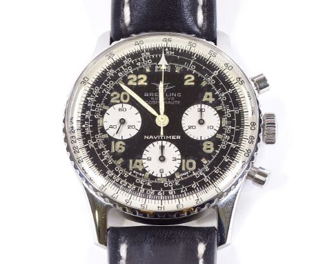 BREITLING - a rare stainless steel Navitimer Cosmonaute mechanical chronograph wristwatch, ref. 809, circa 1960s, black 24-ho