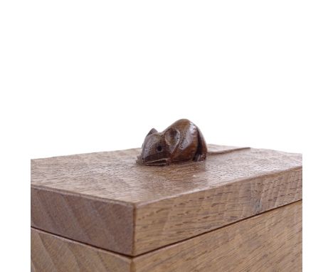 Robert Mouseman Thompson, rectangular oak box, 18cm x 11cm x 8.5cm 