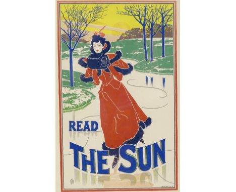 L R Head, lithograph circa 1890s, Read The Sun, reduced poster for folio edition, 10" x 7.5", framed 