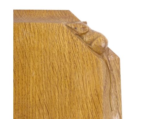 Robert Mouseman Thompson, octagonal oak cheeseboard with concave surround, 19cm across 