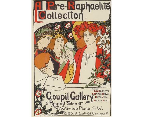 Graham Robertson, lithograph, circa 1890s, a Pre Raphaelite Collection, reduced poster for folio edition Paris, 10" x 7.5", f