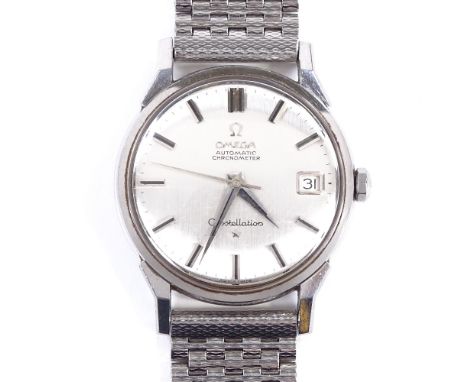OMEGA - a stainless steel Constellation automatic chronometer wristwatch, circa 1960s, ref. 14902 SC-61, brushed silvered dia