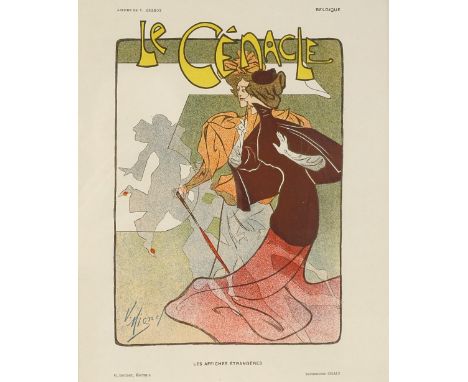 V Mignot, lithograph, circa 1890s, Le Cenacle, reduced poster for folio edition Paris, 9.5" x 7.5", framed 