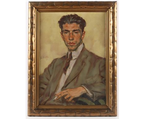 EICKE, Friedrich (1883-1975), "Portrait eines Mannes", Öl/Malkarton, 62 x 45, mittig links signiert und "24" datiert, R.