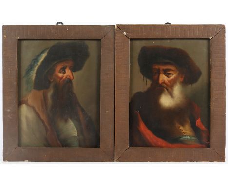 DIETRICH, Christian (gen.DIETRICY, 1712-1774), Nachfolge/Schule, "Paar Bildnisse bärtiger Männer", Öl/Holz, 31,5 x 23,5, R.