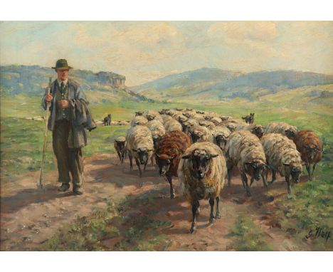 WOLF, Georg (1882-1962), "Schäfer mit Herde", Öl/Lwd., 43,5 x 58, unten rechts signiert, R.