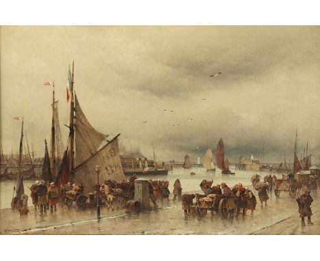 WEBER, Theodore Alexander (1838-1907), "Im Hafen von Vlissingen", Öl/Lwd., 44 x 66, unten links signiert, R.