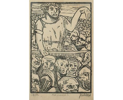 VACHEL, Josef, "Ave Caesar", Holzschnitt, 15,5 x 10,5, 1914, handsigniert, R.