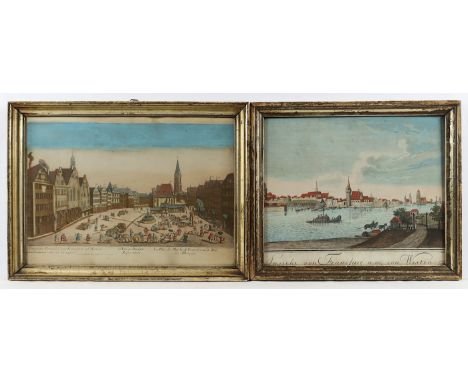 ZWEI GUCKKASTENBLÄTTER FRANKFURT/MAIN, koloriert, 26,5 x 42, 18.Jh., R.