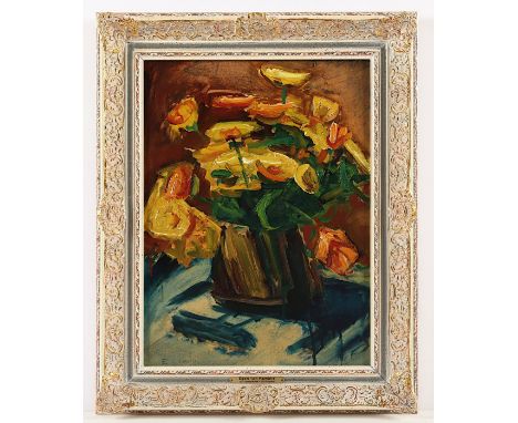 KAMEKE, Egon von (1881-1955), "Stilleben mit Rosen", Öl/Malkarton, 40 x 30, unten links signiert, R.