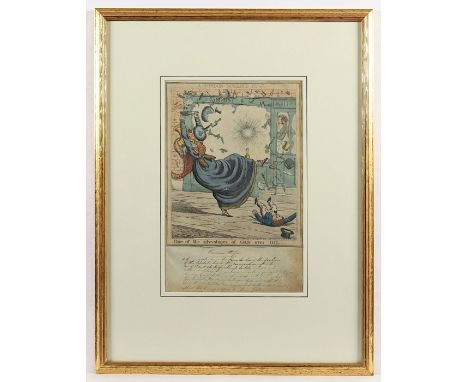 DIGHTON, Richard, Karikatur, "One of the advantages of Gas over oil", kolorierte Radierung, 27 x 21, auf der Unterlage alte B