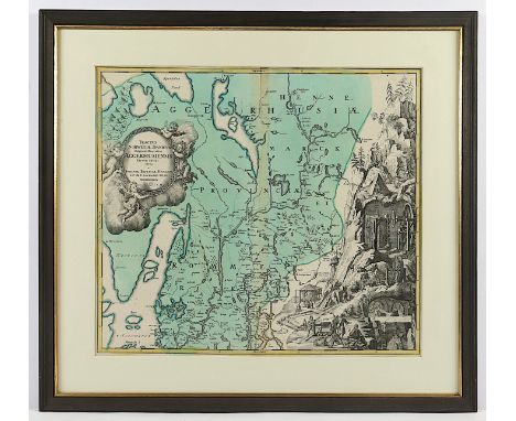 NORWEGEN - DÄNEMARK, "Tractus Norwegiae Danicus .. Aggerhusiensis", kolorierter Kupferstich, 46 x 55, von J.B. HOMANN, 18.Jh.