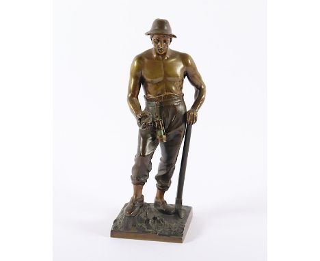SCHMIDT-FELLING, Julius Paul (1895-1930), "Bergmann", Bronze, H 22, auf dem Sockel signiert