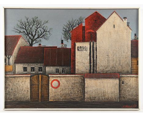 VRZAL, Bohumil (*1940), "Vorstadtansicht", Öl/Lwd., 47 x 64, unten rechts signiert und "86" datiert, R.