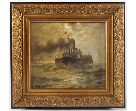 HENDRICHS, Jean (Marinemaler A.20.Jh.), "Dampfschiff", Öl/Lwd., 24 x 28, unten links signiert, R.