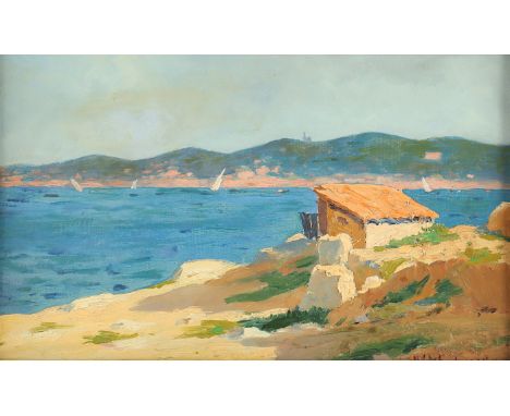 WUNDERWALD, Wilhelm (1870-1937), "Küstenlandschaft", Studie, Öl/Karton, 18 x 29,5, auf Holz aufgezogen, unten rechts signiert