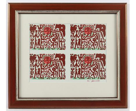 PENCK, A.R., "Deutschland nach der Wahl", Multiple (Andruckbogen, Farboffset), 23 x 29, handsigniert, 1990, R.