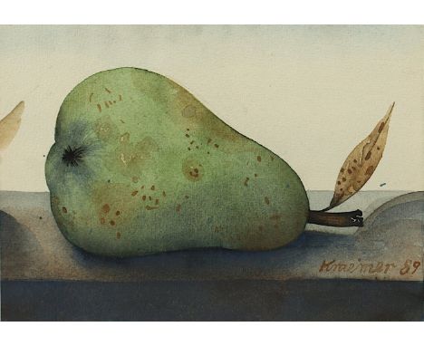 KRAEMER, Dieter, "Birne", Aquarell/Papier, 12,5 x 17,5, unten rechts signiert und datiert '89, R.