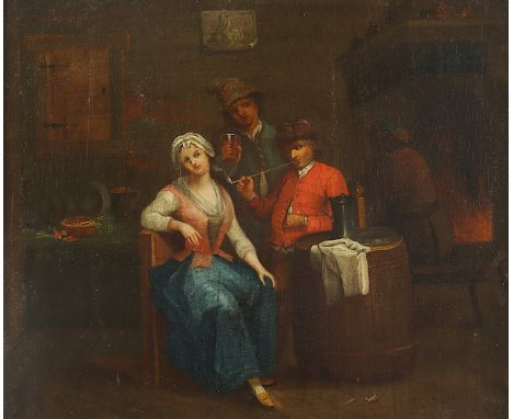 NIEDERLANDE WOHL 17.JH., "Wirtshausszene", Öl/Lwd., 26,5 x 32, R.