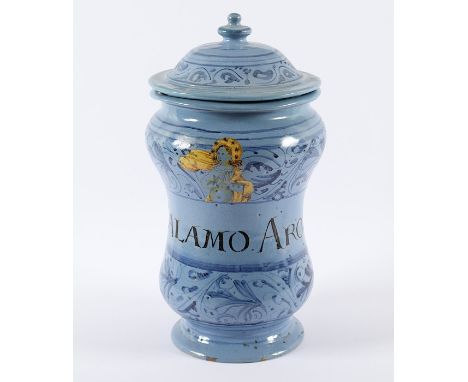 ALBARELLO, Fayence, blau bemalt, glasiert, H 30, wohl ITALIEN 19./20.Jh.