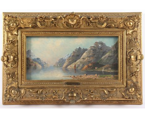 WUERZ, M. (Maler um 1900), "Am Vänersee in Schweden", Öl/Holz, 15,5 x 31,5, unten rechts signiert, R.