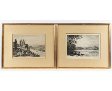 MANNFELD, Bernhard Karl Julius, "St.Apollinaris-Kapelle bei Remagen" und "Maria Laach", Radierung, 16 x 24, diese signiert, R