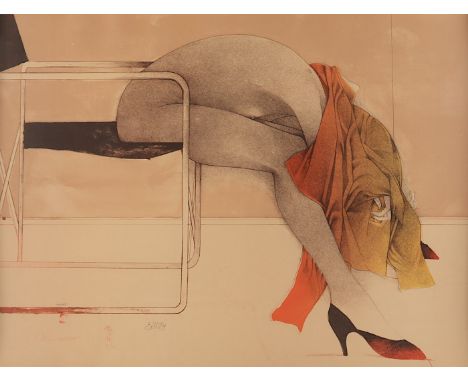 BRUNI, Bruno, "Labito rosso", Original-Farblithografie, 59 x 80, nummeriert 116/150, handsigniert, 1986, R.