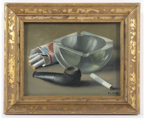 DIBLIK, Frantisek Xaver (1887-1955), "Stilleben mit Rauchutensilien", Öl/Malkarton, 18 x 23, unten rechts signiert, R.