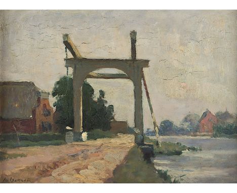 BAKKER, Jan (1879-1944), "Blick auf die Schipperse brug bei Noorden en Nieuwkoop", Öl/Holz, 23 x 30, unten links signiert, R.