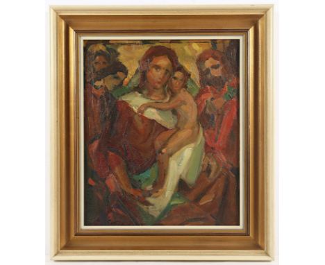 WIEDERHOLD, Carl (1863-1961), "Anbetung der Hirten", Studie, Öl/Malkarton, 42 x 35, unten links signiert, verso Etikett der S