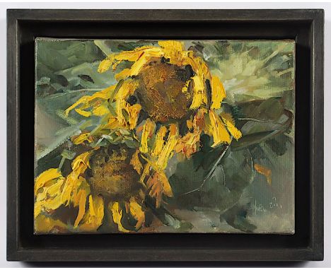 ANDERSON, Friedel, "Zwei Sonnenblumen", Öl/Lwd., 18 x 24, unten rechts signiert und datiert 2001, R.