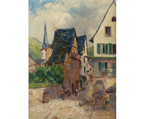 MÜLLER-WERLAU, Peter Paul (1864-1945), "Ansicht aus Ediger an der Mosel", Öl/Lwd., 72 x 54, unten rechts signiert, R.